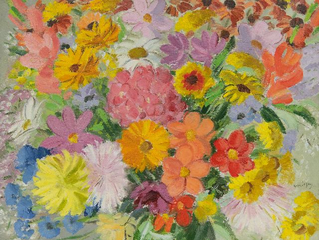 Jong G. de | Summer flowers, oil on canvas 47.3 x 62.4 cm, signed l.r.
