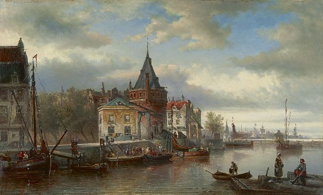 Bommel E.P. van | The Schreierstoren, Amsterdam, oil on canvas 44.9 x 74.0 cm, signed l.r. and on the stretcher and dated '81