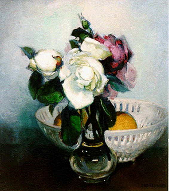 Franken J.H.  | A flower still life, oil on panel 29.0 x 25.5 cm, signed l.r.