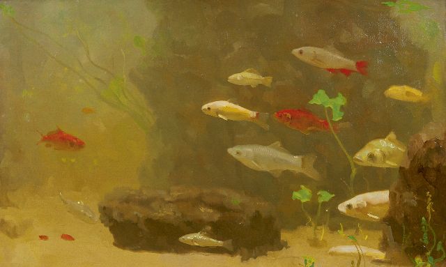 Gerrit Willem Dijsselhof | Gold- and silverfish, oil on canvas, 31.0 x 50.0 cm, signed l.r. with monogram