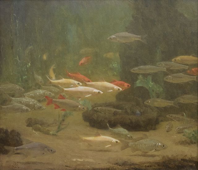 Gerrit Willem Dijsselhof | Goldfish, oil on canvas, 45.0 x 51.0 cm, signed l.l. with Monogram