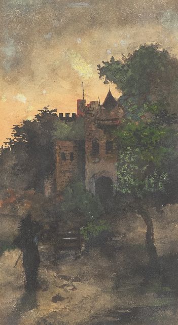 Piet van der Hem | Daydreaming, watercolour on paper, 18.8 x 10.4 cm, signed l.l. and painted ca 1902