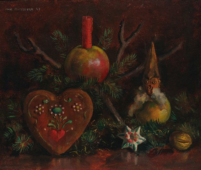 Max Rimböck | Christmas still life, oil on painter's board, 29.4 x 35.3 cm, signed u.l. and dated '49