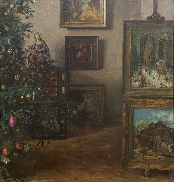 Max Rimböck | A Christmas interior, oil on asbestos, 61.3 x 58.3 cm, signed l.l. and dated 1936