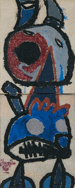 Haan J. de | Abstract creature, oil on canvas 60.0 x 24.2 cm, signed l.l. and dated '56