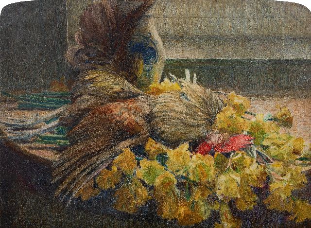 Verly A.  | A still life with flowers and poultry, oil on canvas 54.8 x 73.7 cm, signed l.l.