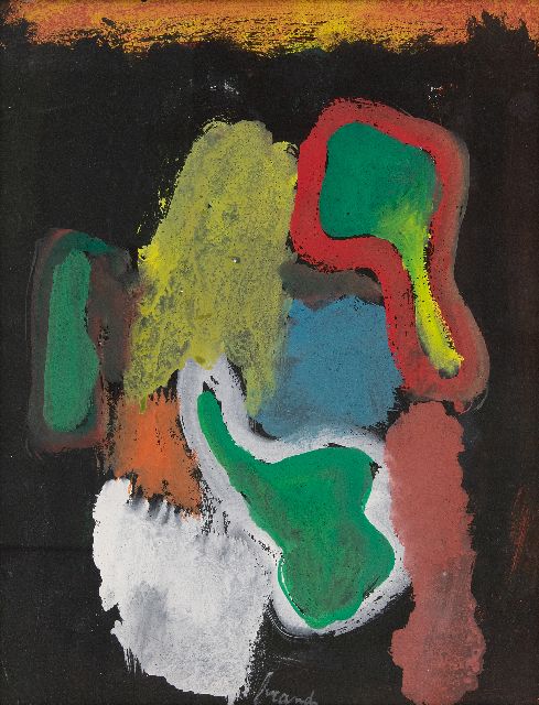 Brands E.A.M.  | Composition against a black background, gouache on paper 38.0 x 30.0 cm, signed l.c. and dated on the reverse 1.8.1968