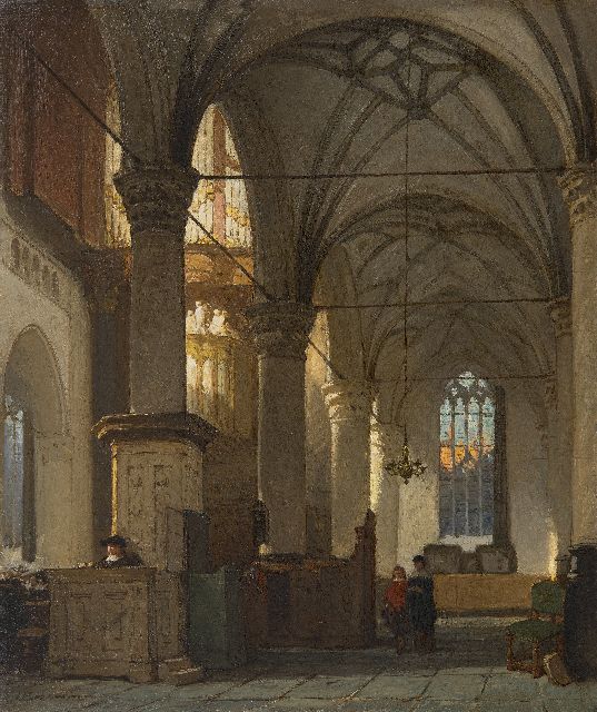 Bosboom J.  | Interior of the Sint-Laurenskerk in Alkmaar, oil on panel 43.1 x 36.1 cm, signed l.l.