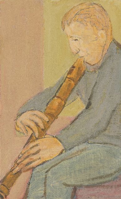Onbekend | Fipple flute player, oil on canvas laid down on board, 17.9 x 11.0 cm