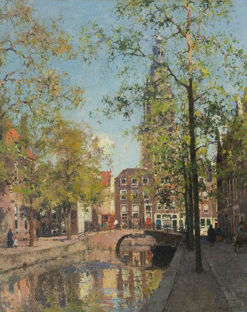 Vreedenburgh C.  | The Groenburgwal in Amsterdam with the tower of the Zuiderkerk, oil on canvas 73.4 x 59.3 cm, signed l.r.