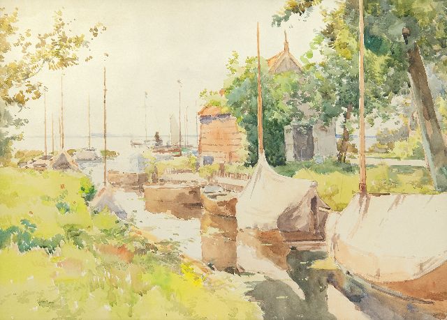 Cornelis Vreedenburgh | Harbour on the Loosdrechtse Plassen, watercolour on paper, 43.8 x 59.0 cm