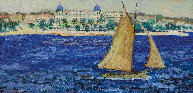 Ramon Dilley | Cannes, Le Carlton, oil on canvas, 30.0 x 60.3 cm, signed l.l. and dated '82