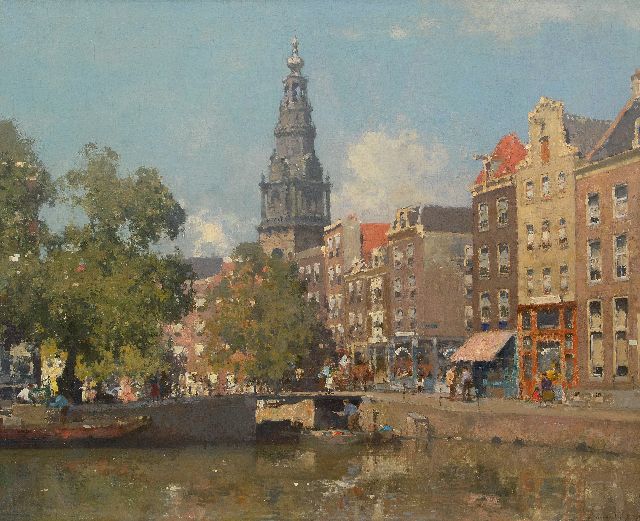 Cornelis Vreedenburgh | A view of the Raamgracht and the tower of the Zuiderkerk, Amsterdam, oil on canvas, 77.0 x 94.0 cm, signed l.r. and dated 1927