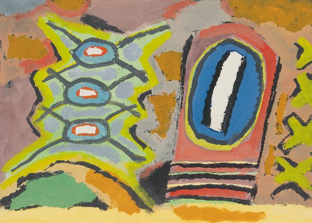 Ouborg P.  | Untitled, gouache and collage op paper 36.2 x 50.7 cm, executed ca. 1946-1948