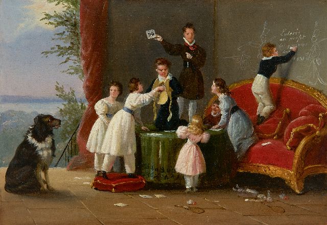 Édouard Henri Théophile Pingret | Lottery of the poor, oil on panel, 17.5 x 25.5 cm, signed l.r. and dated 1831, without frame