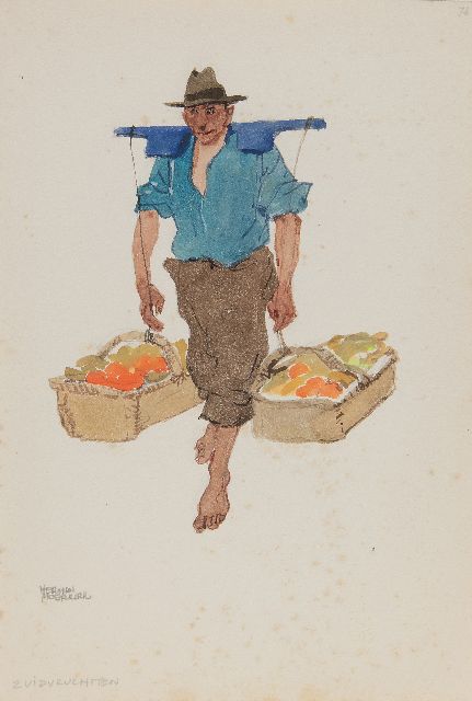 Moerkerk H.A.J.M.  | Tropische Früchte, pencil and watercolour on paper 25.5 x 17.1 cm, signed l.l.