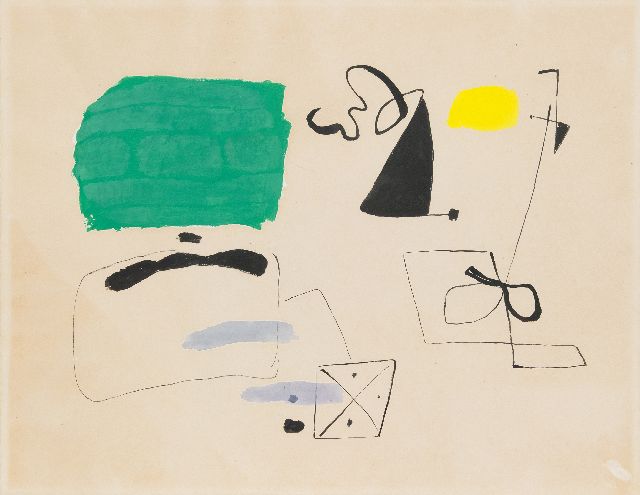 Ouborg P.  | Figuren tussen roependen (Figures between those shouting), ink and gouache on paper 49.0 x 64.5 cm, executed ca. 1945-1950