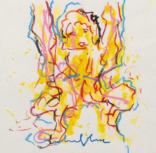 Heyboer A.  | Untitled, crayon and watercolour on paper 42.5 x 42.5 cm, signed l.c.