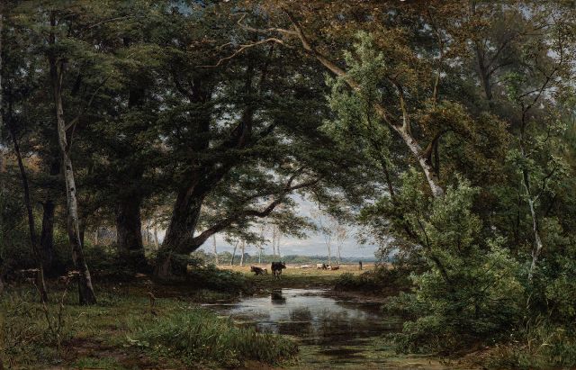 Borselen J.W. van | A forest view, oil on canvas 76.0 x 120.0 cm, signed l.l.