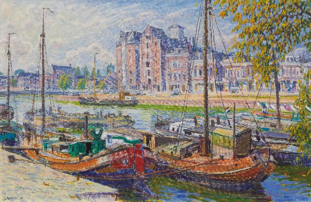 Dijkstra J.  | The Westerhaven in Groningen, oil on canvas 60.1 x 92.0 cm, signed l.l. and dated '60