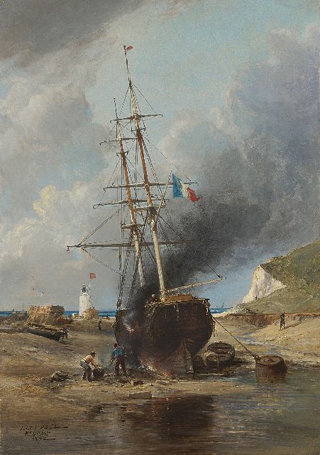 Noël J.A.  | Shipbuilding yard, Fécamp, oil on canvas 54.4 x 38.2 cm, signed l.l. and executed in 'Fécamp IX72'